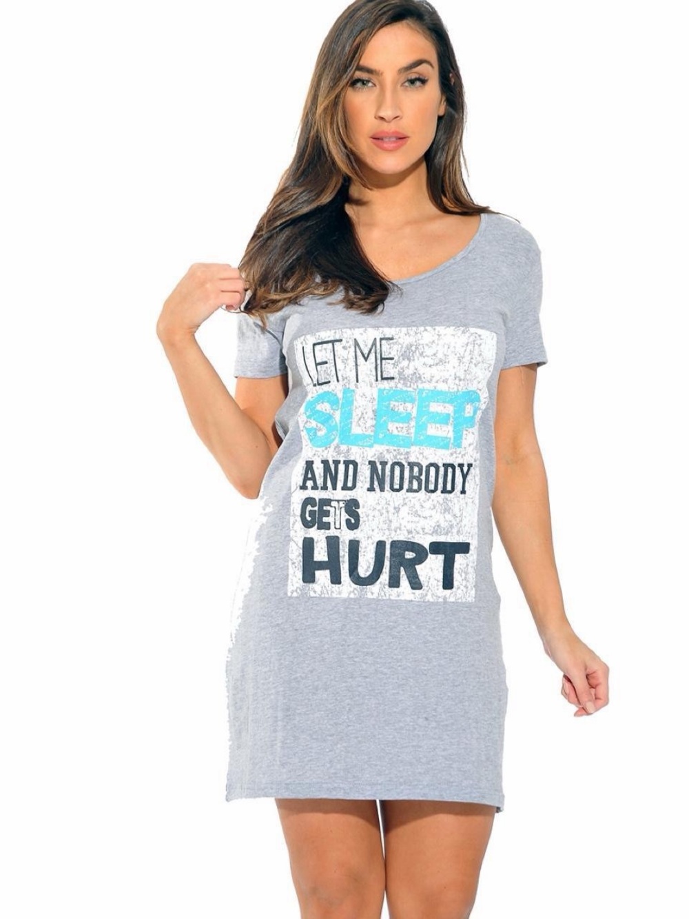 Just Love Grey Short-Sleeve Graphic Nightshirt with Blue Accent